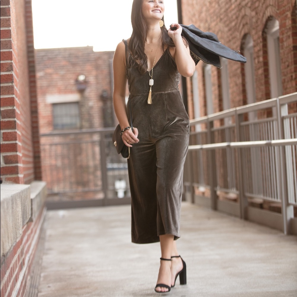 Velvet culotte jumpsuit